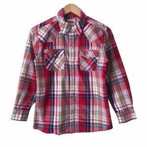 Levi’s Boys Red Plaid Pearl Snap Button Down Shirt